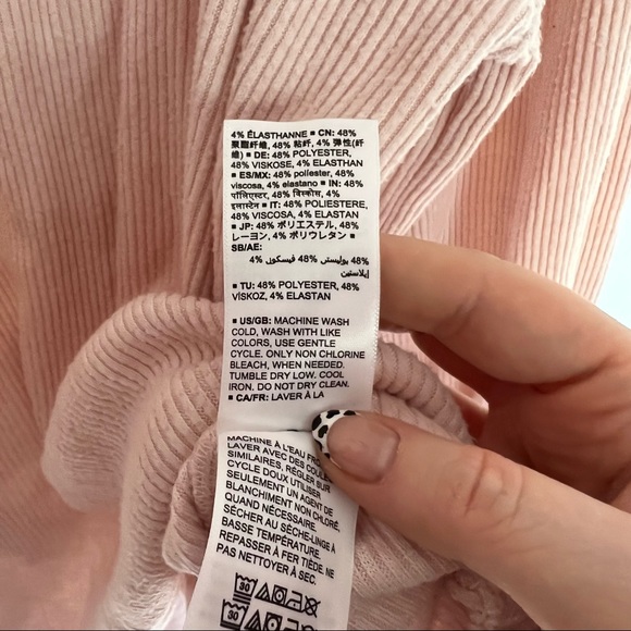 Daily/Ritual Pink Ribbed Long Sleeve Shirt, size Large - Picture 3 of 6